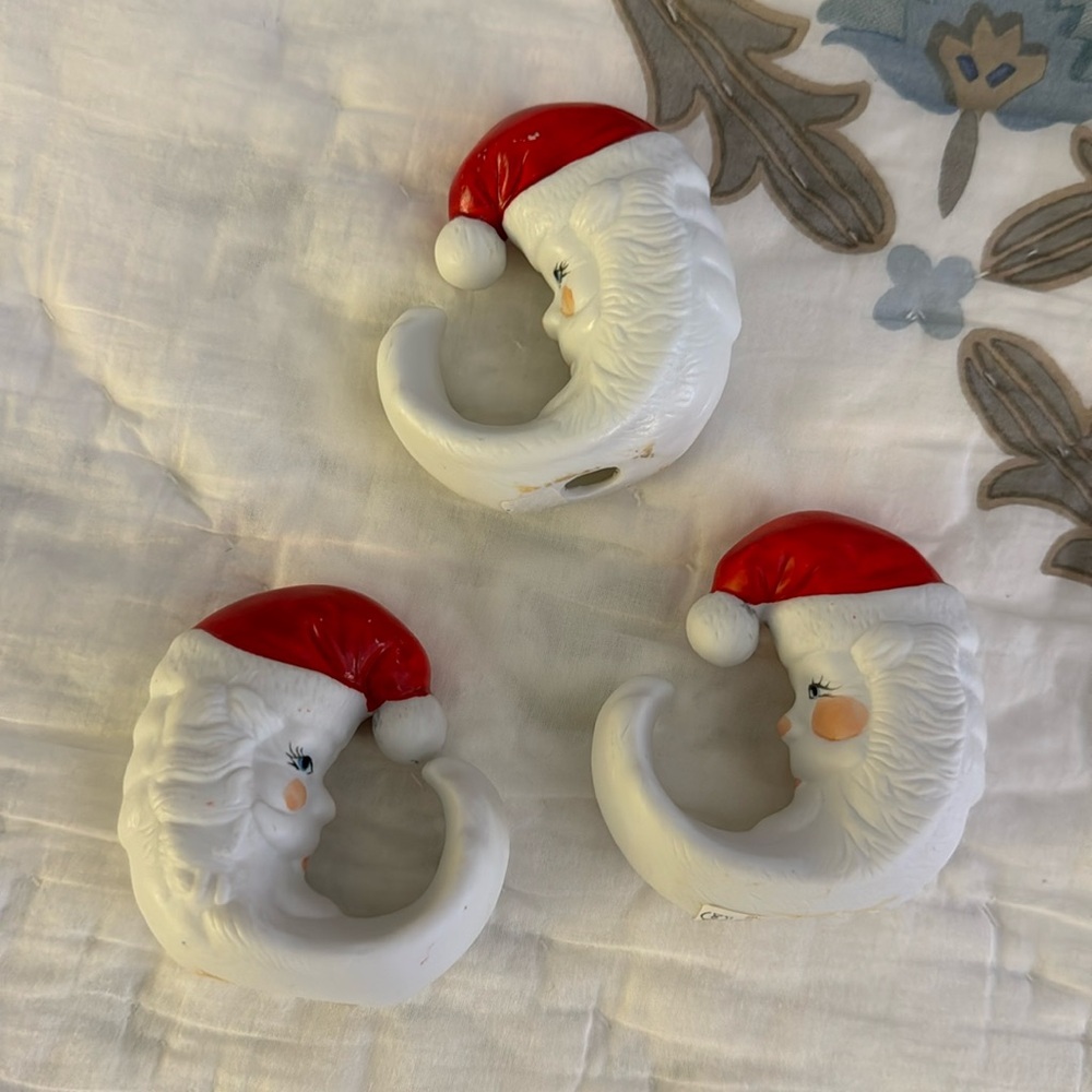 Vintage Set of 3 Department 56 Santa Moon Porcelain Figurine. - Picture 2 of 6